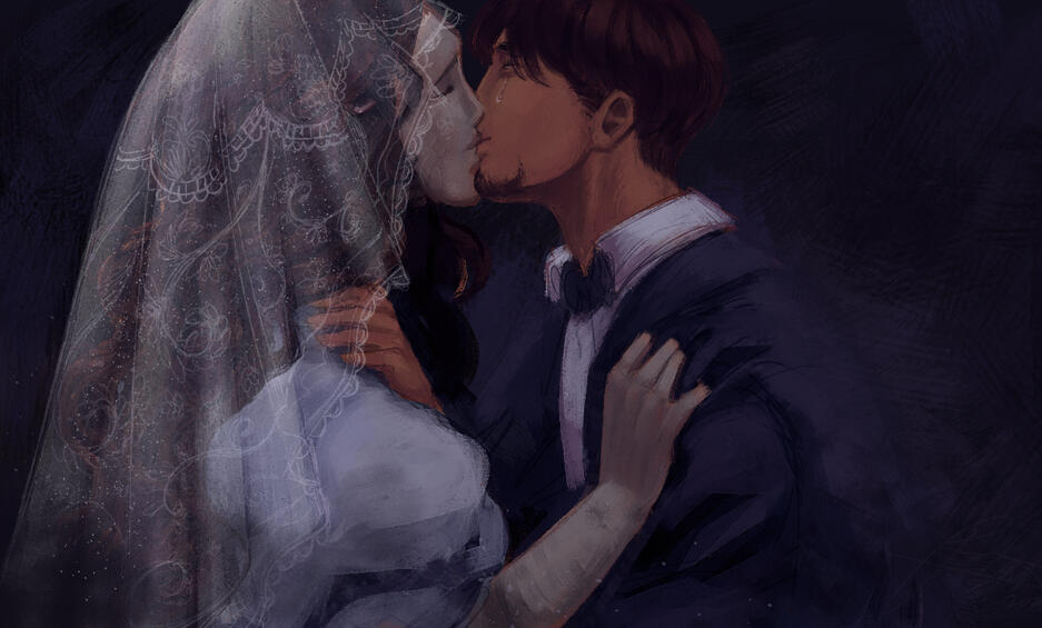 They're kissing again but like, sad. They're kissing again but like, sad.